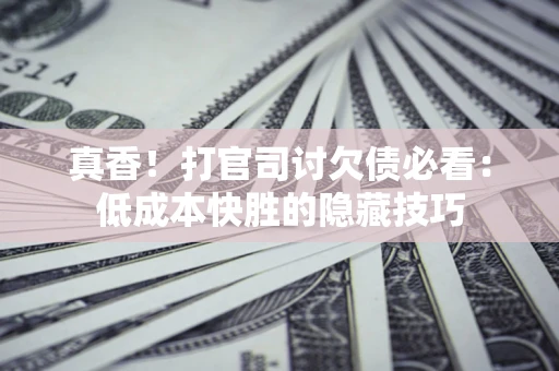 济南真香！打官司讨欠债必看：低成本快胜的隐藏技巧